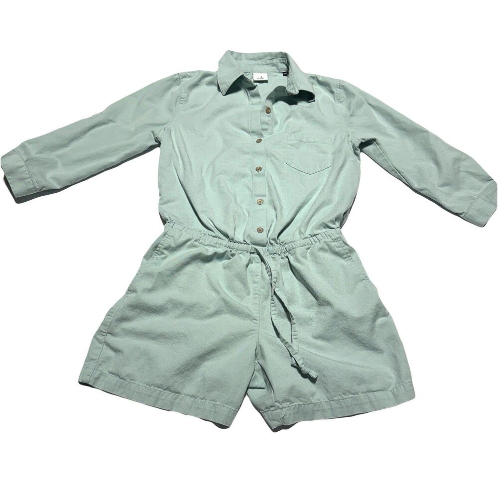 Cabi Alexa Minty Button Tie Waist Roll Tab Sleeve Playsuit Romper #5107 Size XS